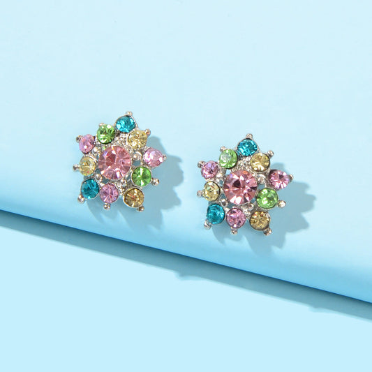 Sparkly Colourful Rhinestone Lightweight Star Ear Studs Bridal Wedding Earrings-0