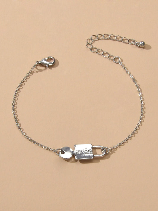 Elegant Women Accessories Minimalist Silver Chain Key Lock Charm Women Bracelet-0
