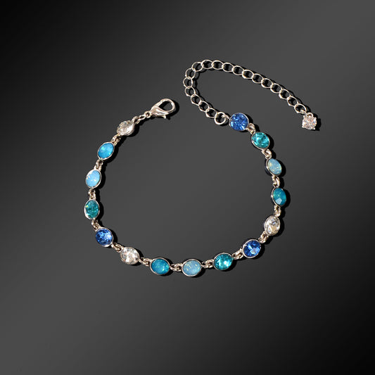 Luxury Blue Transparent Big Cubic Zirconia Bracelet Wedding Engagement Jewellery-1
