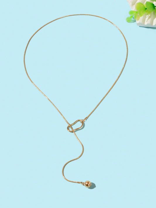 Gold Colour Geometric Y shape Pendant Necklace Women Party Minimalist Jewellery-1