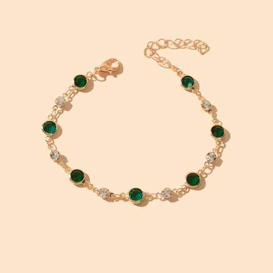 Green Transparent Rhinestone Bracelet Girls Party Jewelry Luxurious Accessories-0