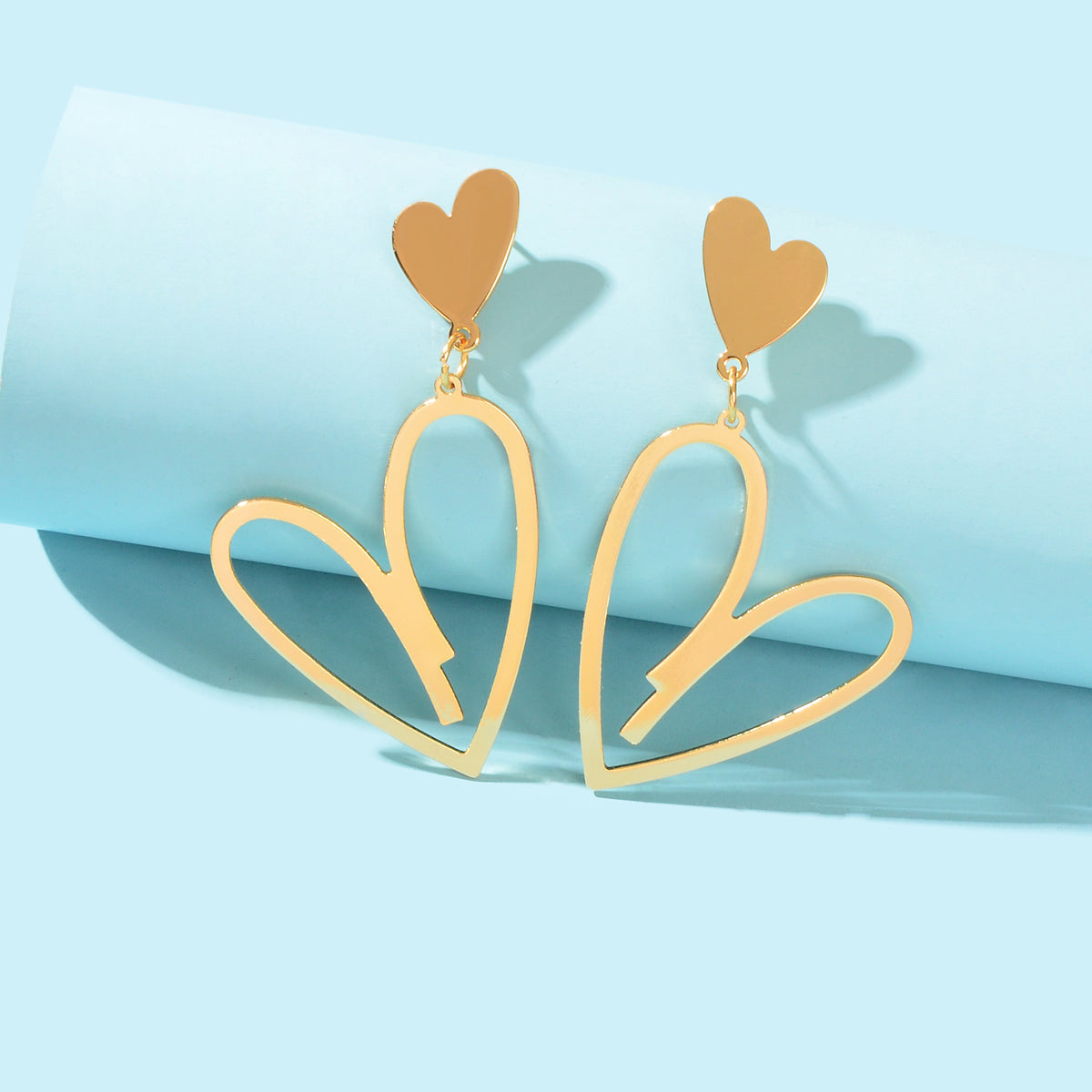 Large Hollow Love Heart Pendant Dangle Earrings for Girls Party Dating Jewellery-6