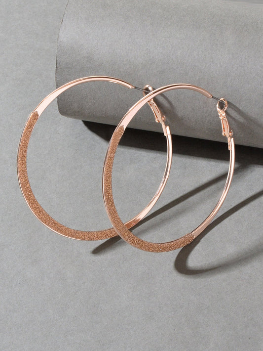 Spinning Rosegold Silver Big Circle Hoop Party Earrings Women Teens Accessories-0