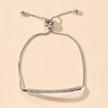 Ladies Jewellery Rhinestone Gold Silver Chain Strip Charm Adjustable Bracelet-0