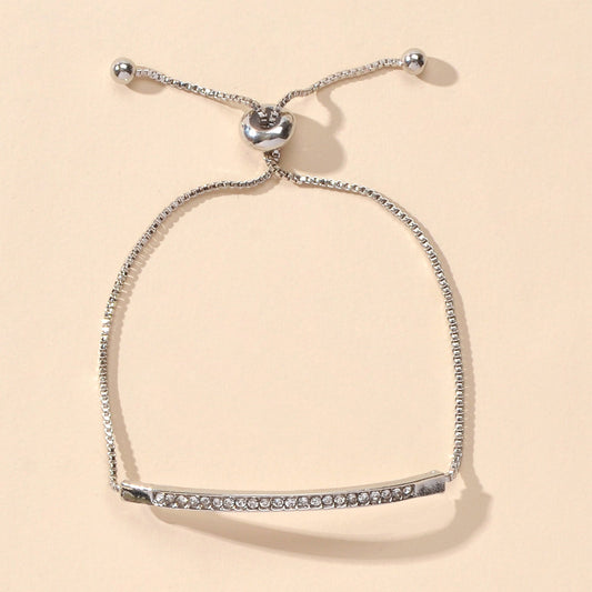 Ladies Jewellery Rhinestone Gold Silver Chain Strip Charm Adjustable Bracelet-0