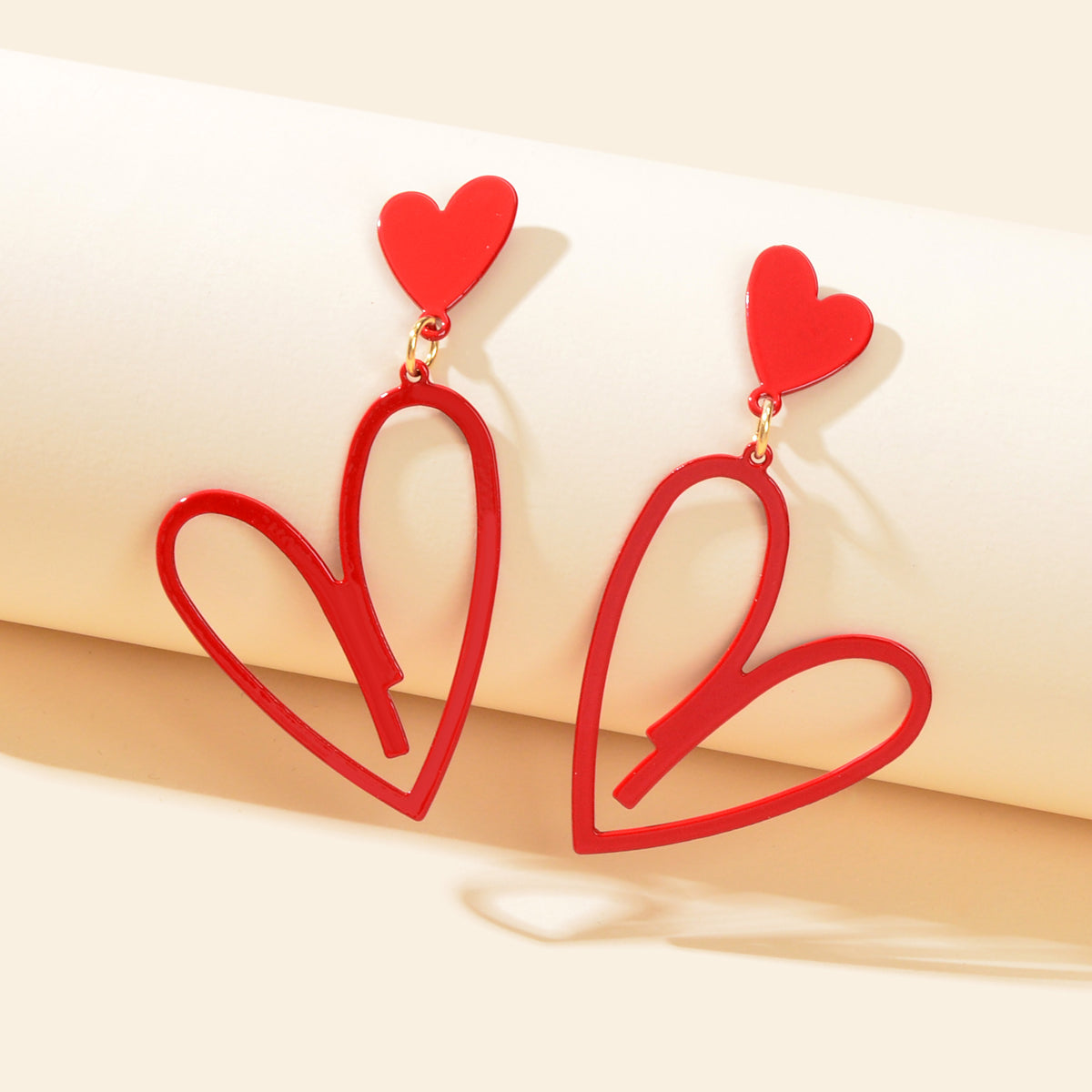 Large Hollow Love Heart Pendant Dangle Earrings for Girls Party Dating Jewellery-5
