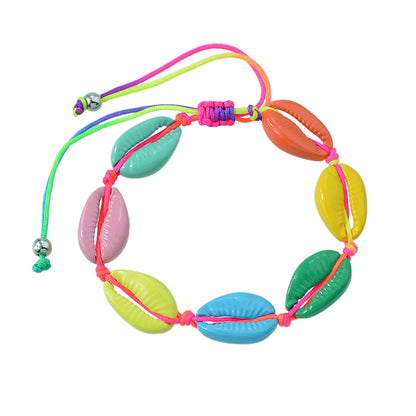 Ethnic Jewelry Colorful Enamel Shell Shape Adjustable Braided Bohemian Bracelet-6