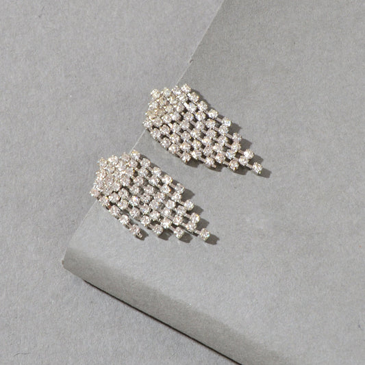 Sparkly Full Rhinestone Chandelier Tassel Linear Drop Earrings Bridal Jewellery-0