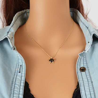 Ocean Animals Jewellery Gold Chain Black Tortoise Pendant Necklace Girls Gifts-0