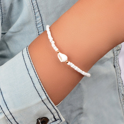 Ethnic Handmade Boho White Seed Beads Shell African Bracelets Hand Accessories-0