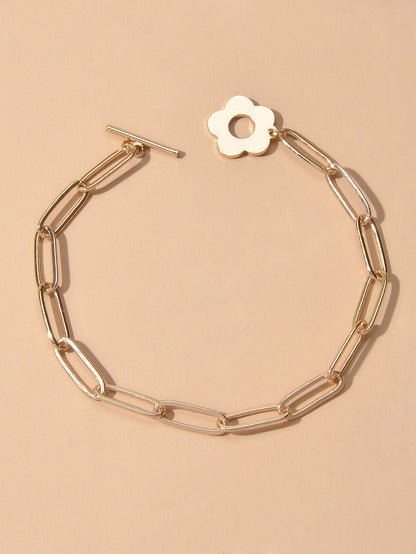 Party Decoration for Women Gold Link Chain Flower Charm Classics Bracelets Gift-0