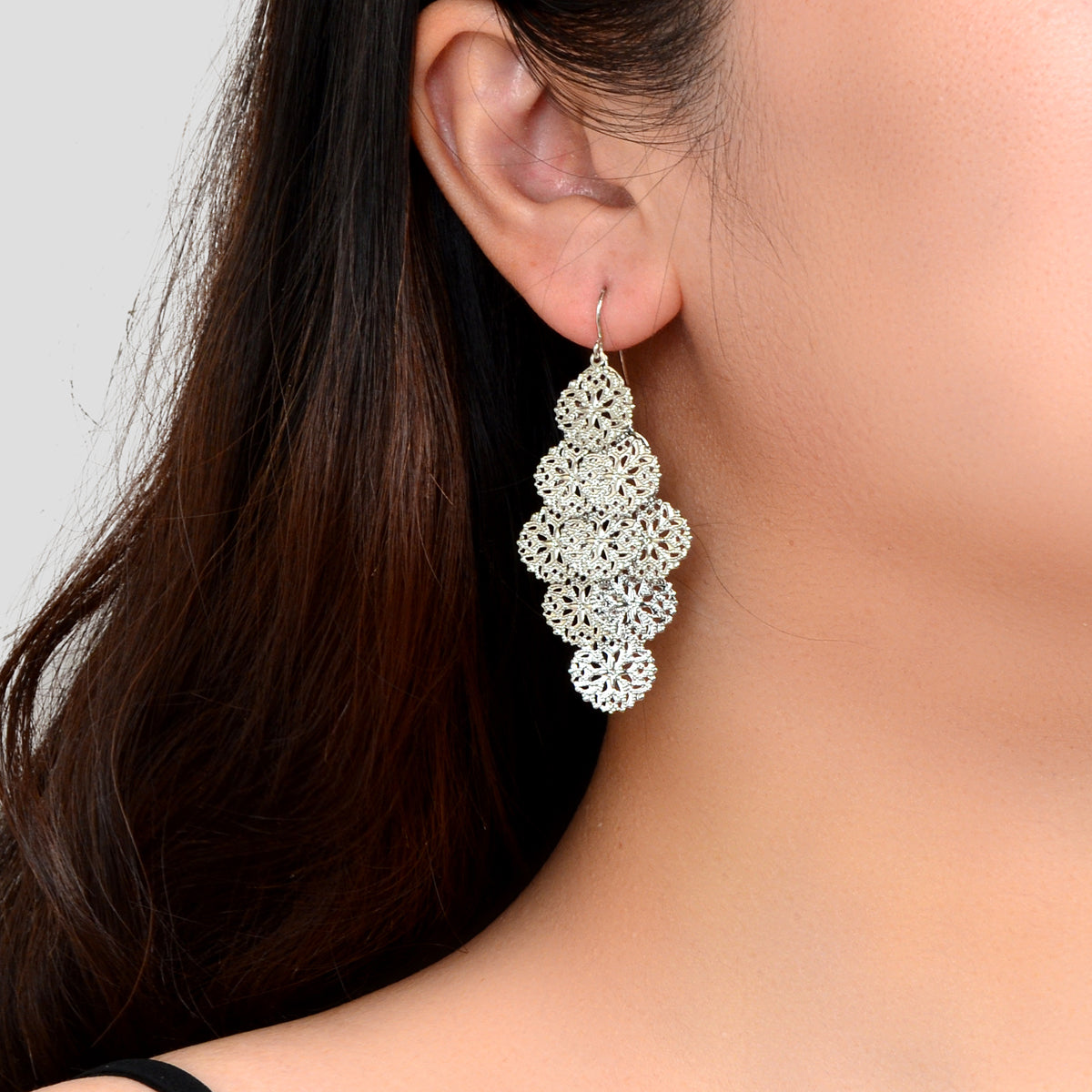 Fashion Jewellery Gold Hollow out Disc Charm Dangle Earrings Women Accessories-5