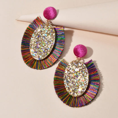 Boho Women Holiday Handmade Tassel Fringe Dangling Beach Drop Dangle Earrings-0