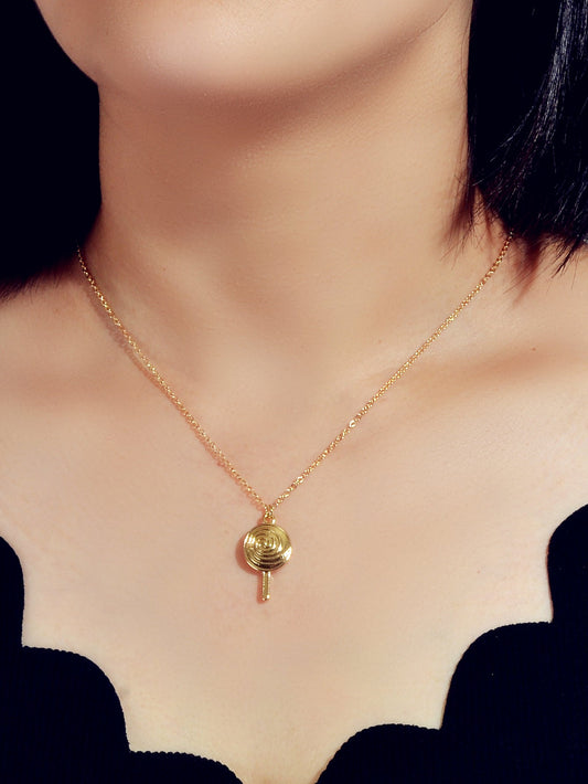 Cute Trendy Jewellery Gold Metal Finish Candy Lollies Lollipop Pendant Necklace-0