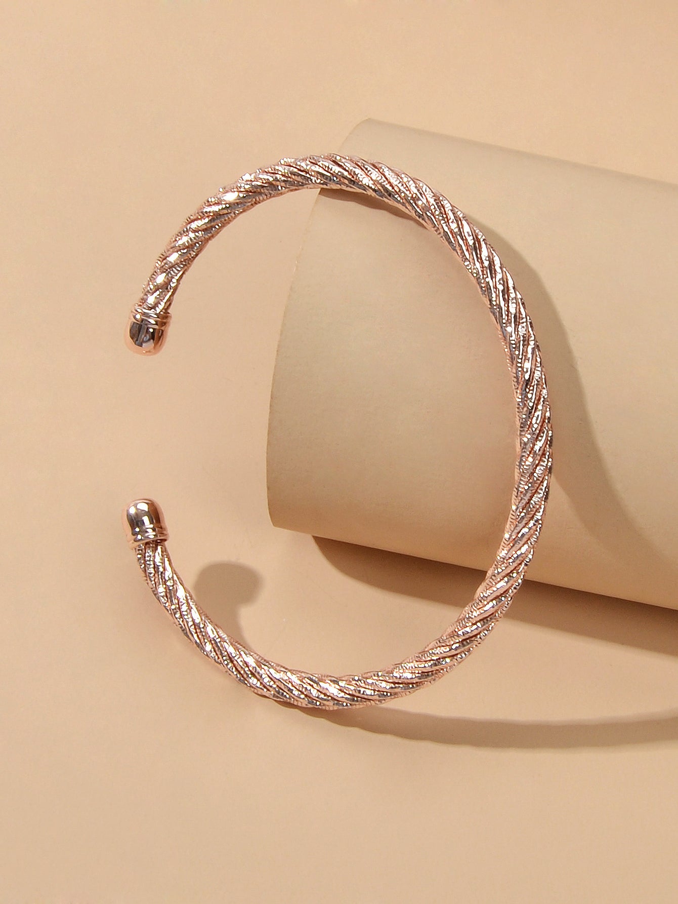 Good Quality Punk Minimalist Rosegold Silver Open Cuff Bangle Statement Bracelet-0