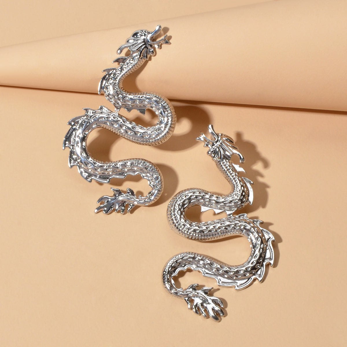 Grunge Rock Gold Silver Unique Chic Metal Dragon Statement Stud Earrings Gift-4