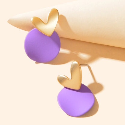Love Heart Green Round Stud Pierced Hypoallergenic Female Earrings Stud Jewelry-7