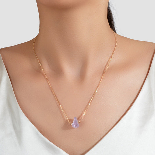 Boho Chic Jewelry Gold Chain Irregular Stone Pendant Necklace Women Accessories-0