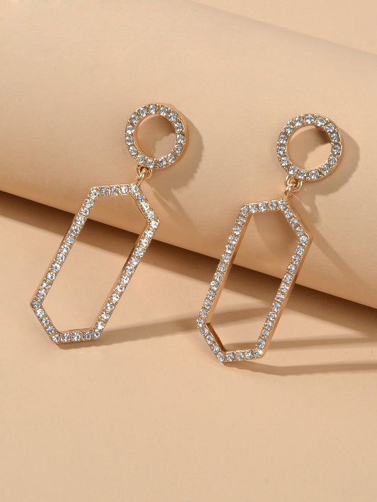 Luxurious Rhinestone Decor Geometric Dangle Earrings Good Quality Accessories-0