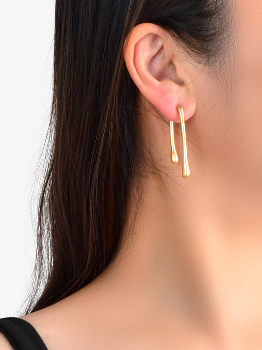 Designer Jewelry Minimalist Gold Metal Geometric Stud Earrings Trendy Ear Jacket-0