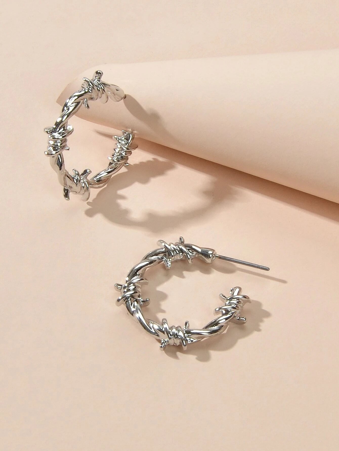 Silver Metal Geometric Small Hoop Earrings Women Accessories Ear Stud Jewellery-0