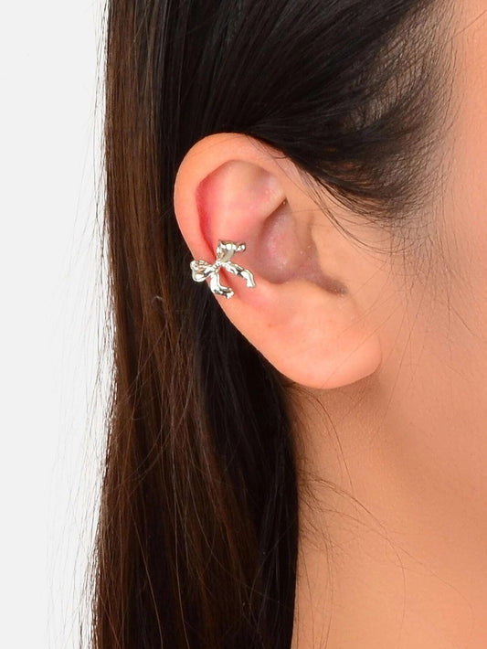 Cartilage Jewelry Clip on Design Silver Bowknot Ear Cuff Women Girls Earrings-0