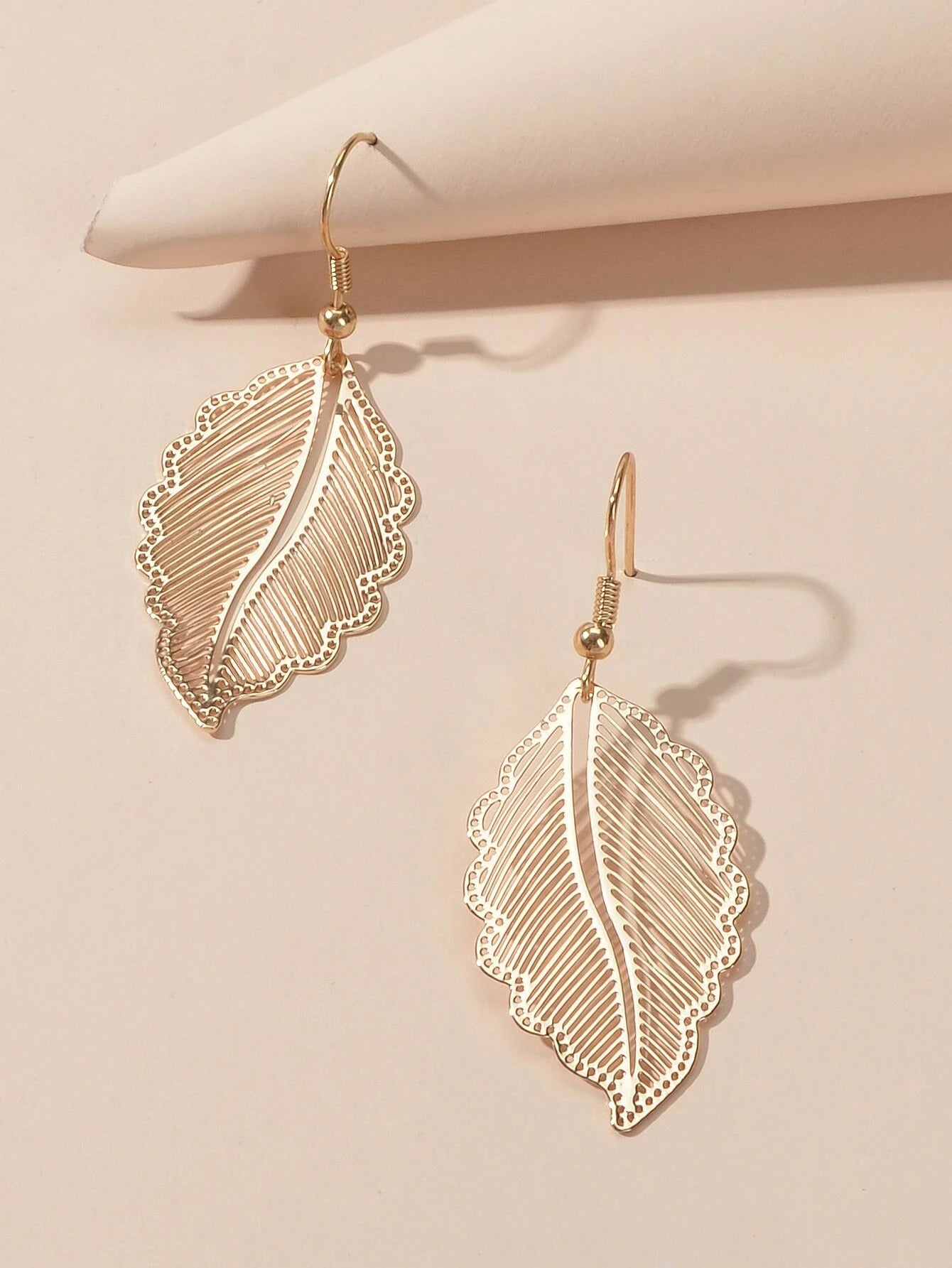 Hollow out Gold Tropical Leaf Drop Earrings Eardrop Accessories Dainty Jewellery-0