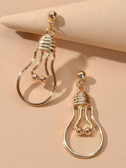 Punk Jewelry Gold Silver Metal Light Bulb Drop Statement Stunning Stud Earrings-0