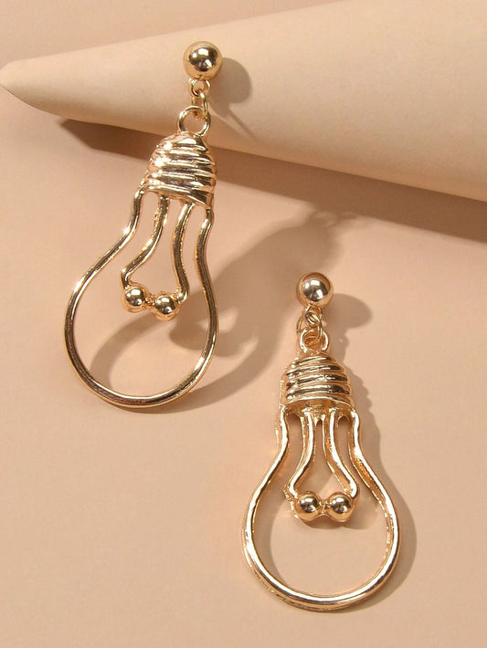 Punk Jewelry Gold Silver Metal Light Bulb Drop Statement Stunning Stud Earrings-0