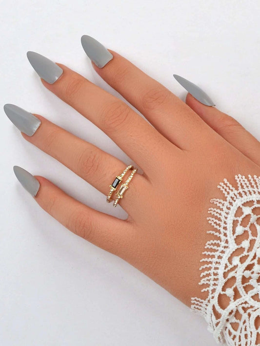 Stackable 2 pcs Wedding Promise Rhinestone Multiple Engagement Finger Rings set-0