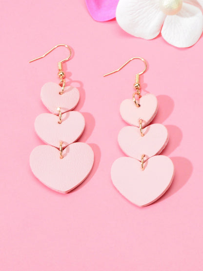 Colorful Overlapping Heart Dangle Earrings - Vibrant and Trendy Accessory-2
