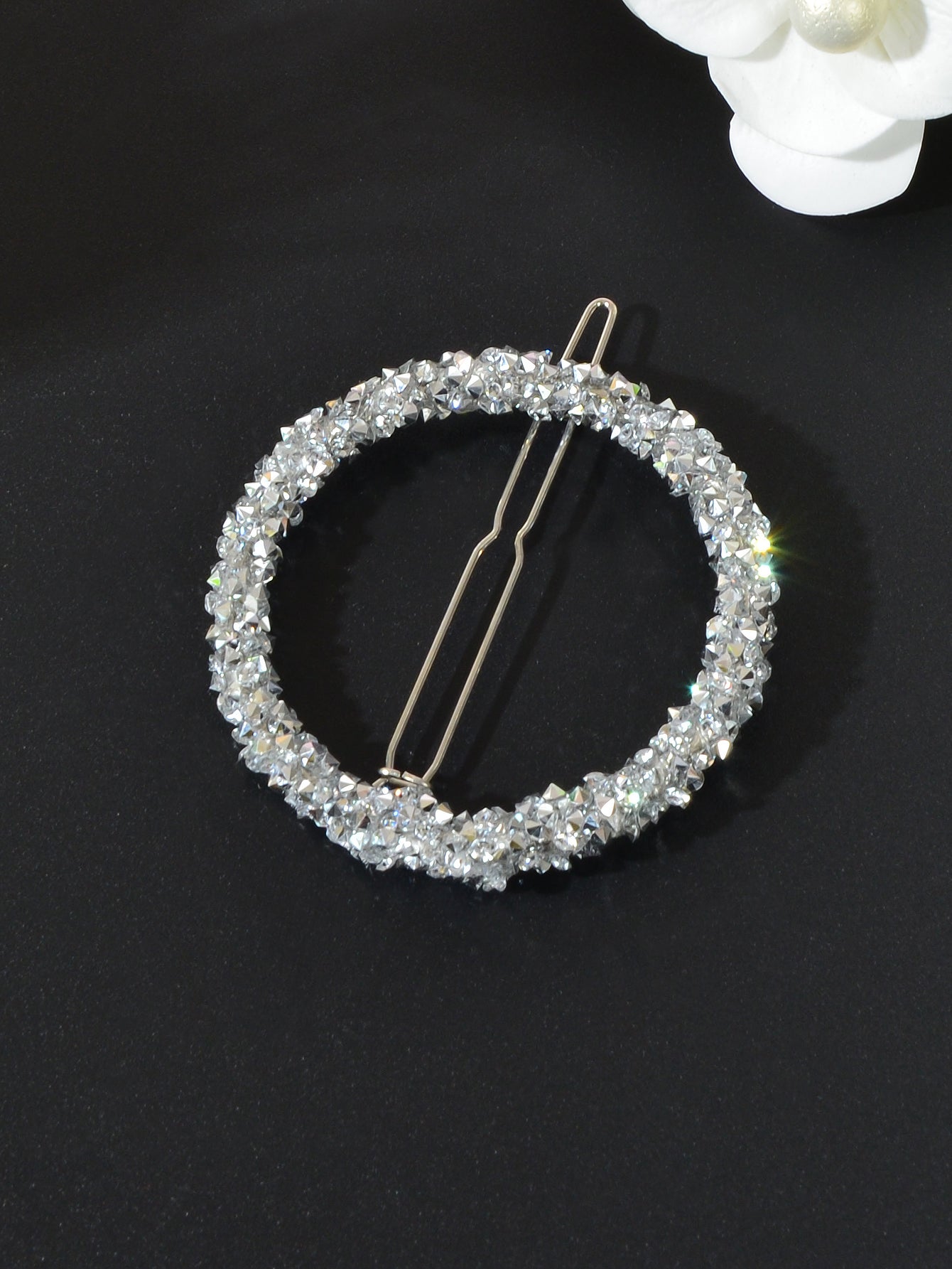 Sparkling Full Rhinestone Star Circular Hair Clip Elegant Hair Accessory Gift-2