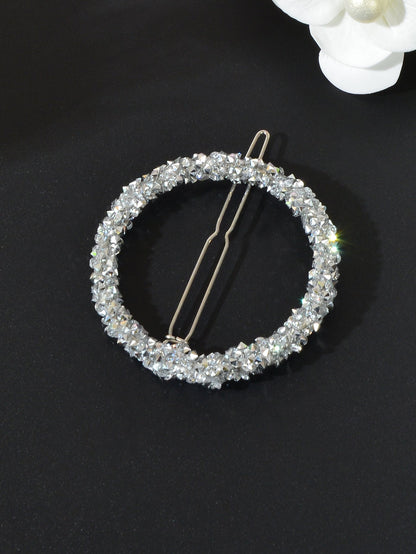 Sparkling Full Rhinestone Star Circular Hair Clip Elegant Hair Accessory Gift-2