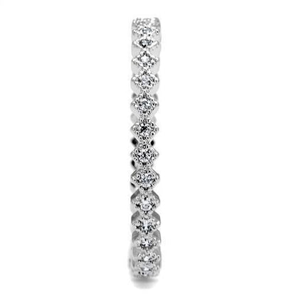 3W1238 - Rhodium Brass Ring with AAA Grade CZ  in Clear-3