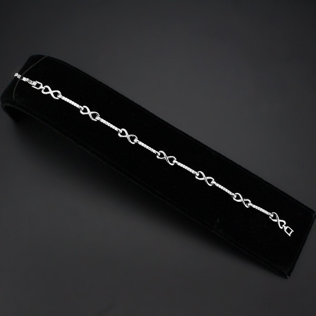 3W1631 - Rhodium Brass Bracelet with AAA Grade CZ in Clear-1