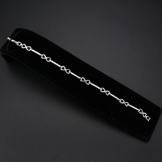 3W1631 - Rhodium Brass Bracelet with AAA Grade CZ in Clear-1