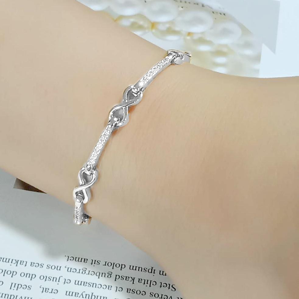 3W1631 - Rhodium Brass Bracelet with AAA Grade CZ in Clear-2