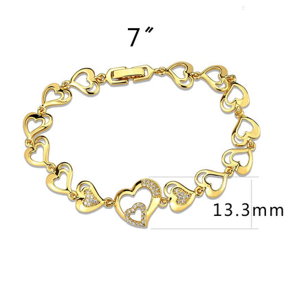 3W1632 - Flash Gold Brass Bracelet with AAA Grade CZ in Clear-1