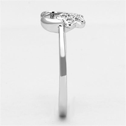 3W472 - Rhodium Brass Ring with AAA Grade CZ  in Clear-3