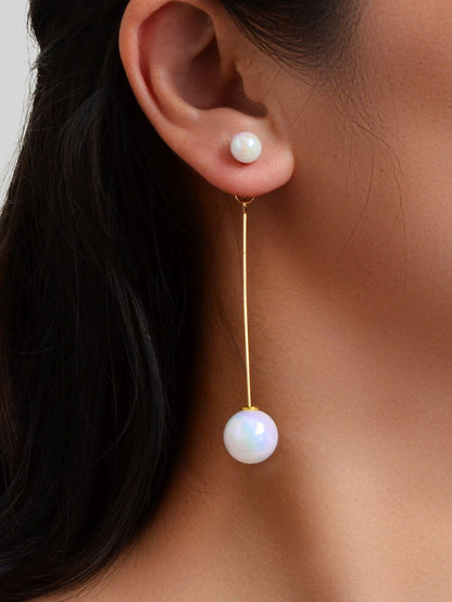 Simple Dangling Light Solid Ball Earrings Elegant Bead Stud Jewelry-5