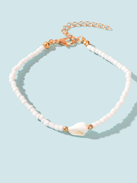 Ethnic Handmade Boho White Seed Beads Shell African Bracelets Hand Accessories-1