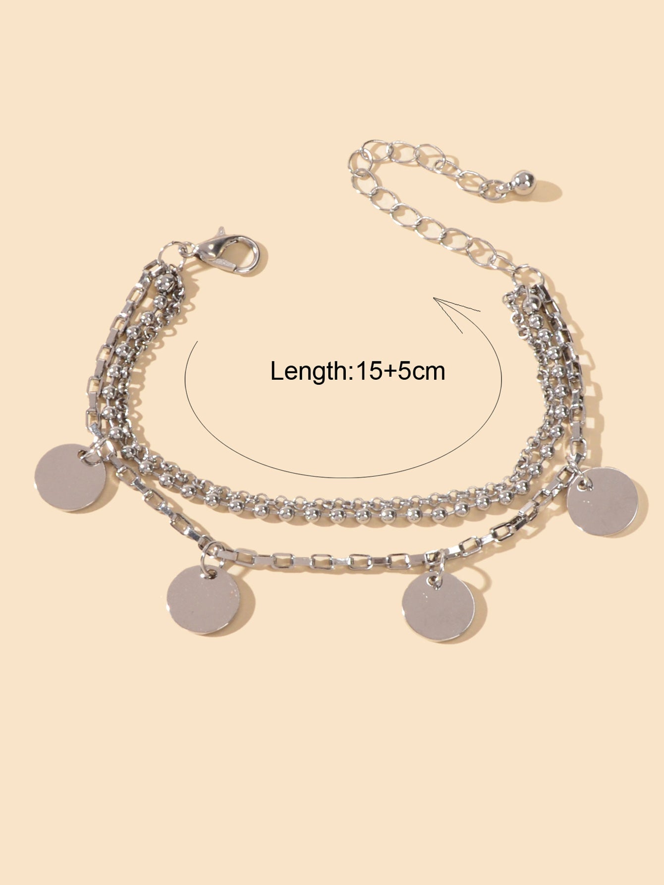 Stunning Silver Ball Chain Tag Charms Bracelet Chic Jewelry Lovely Shining Gift-1