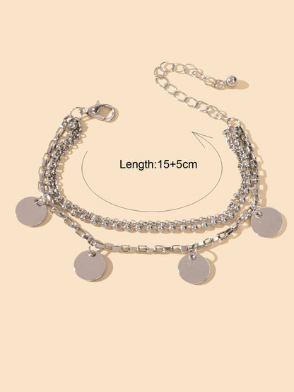 Stunning Silver Ball Chain Tag Charms Bracelet Chic Jewelry Lovely Shining Gift-1