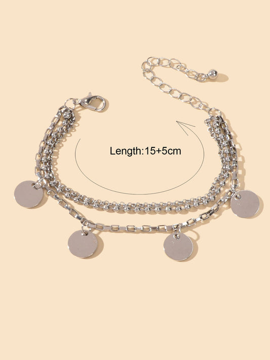 Stunning Silver Ball Chain Tag Charms Bracelet Chic Jewelry Lovely Shining Gift-1