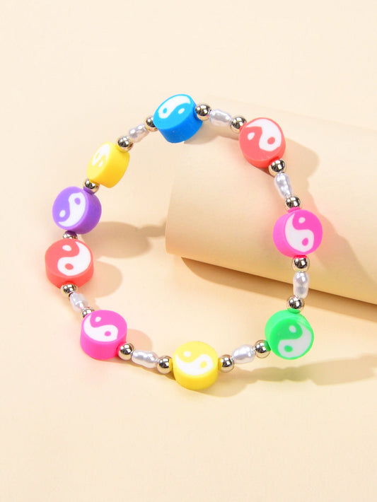 Unique Tai Chi Jewelry Handmade Candy Color Yin Yang Round Beads Taiji Bracelet-1