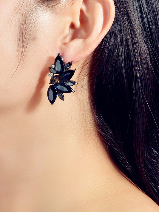Female Luxurious Jewelry Sparkly Crystal Flower Stud Bridal Engagement Earrings-1