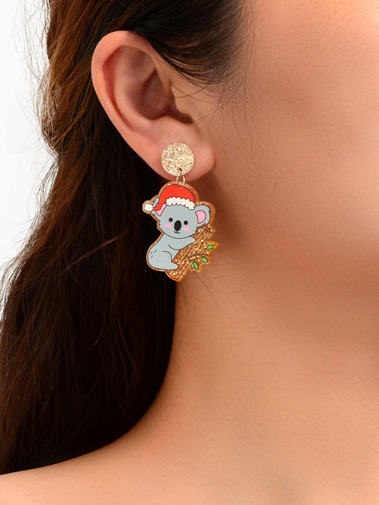 Christmas Gift Series Jewelry Shiny Acrylic Koala Chunky Party Fesvital Earrings-1