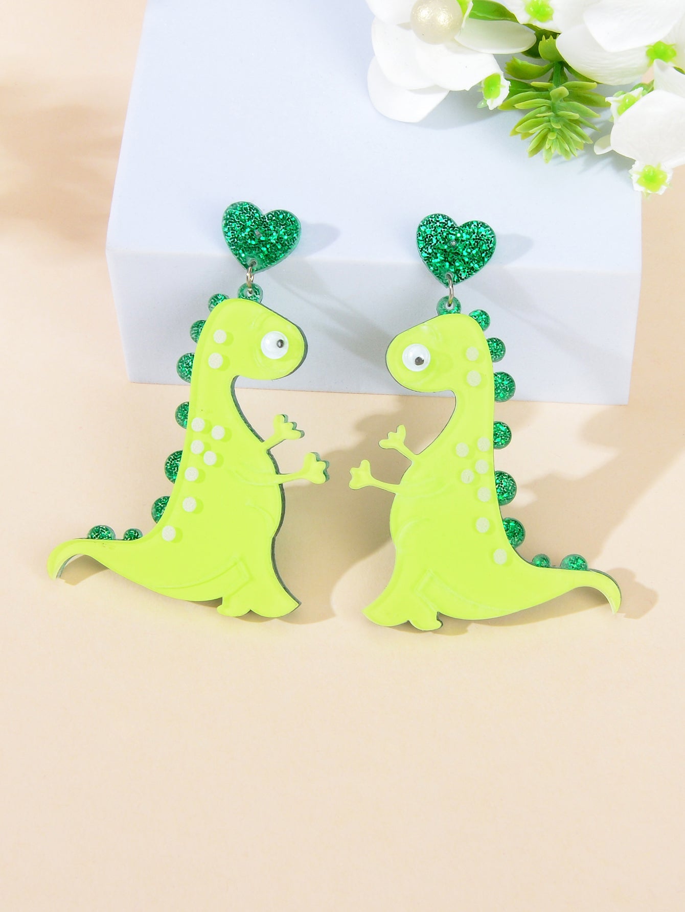 Cute Dinosaur Pendant Earrings Adorable Jurassic Style Statement Jewellery Gift-2