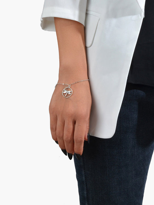 Ladies Jewellery Gold Silver Chain Circle Dragonfly Charm Friendship Bracelet-1