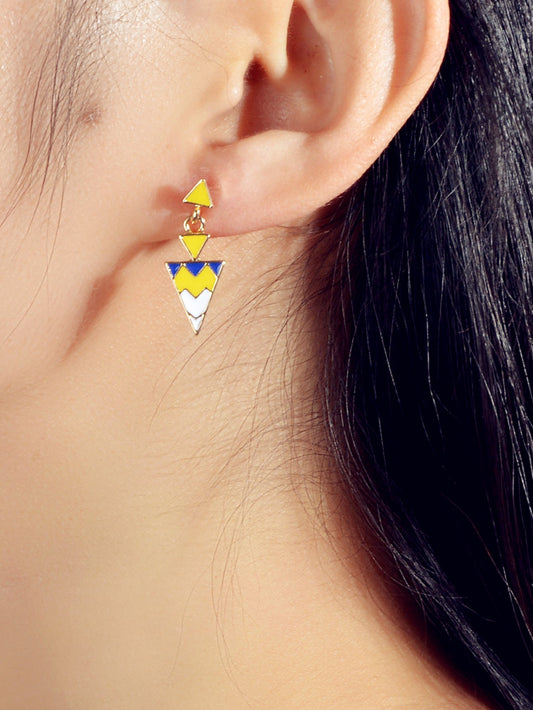 Fashion Jewellery Women Accessories Yellow Geometric Triangle Dangle Earrings-1